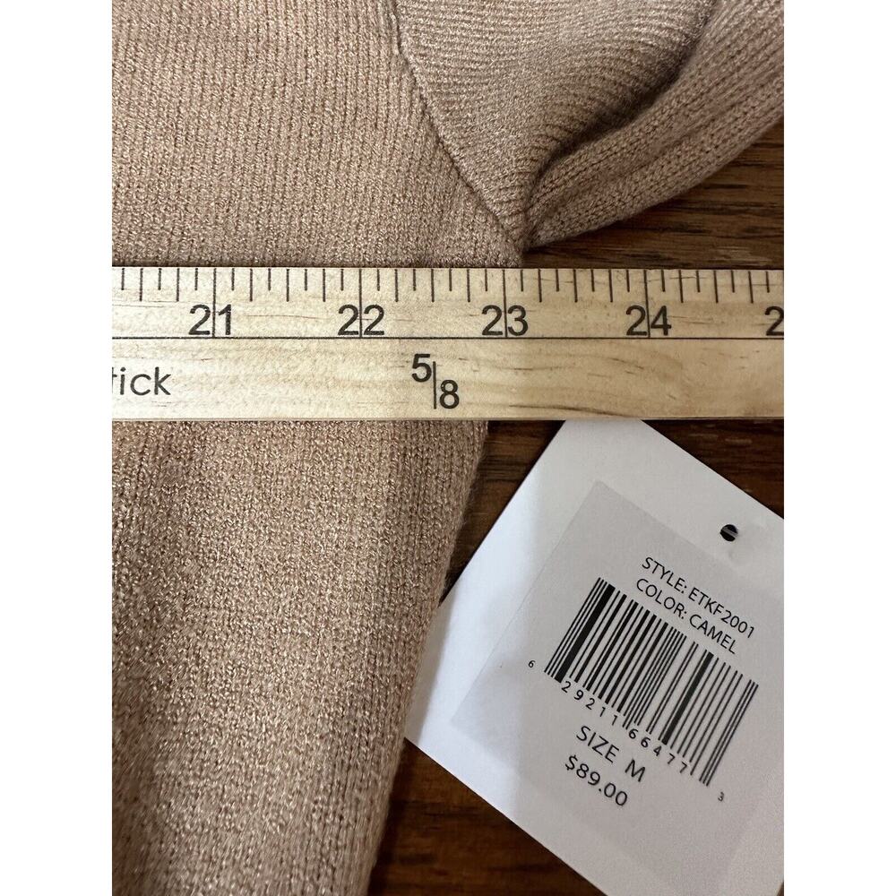 Ellen Tracy V-Neck Cable Knit Sweater Camel Tan NWT MSRP $89.00 Medium Plush - Picture 9 of 12